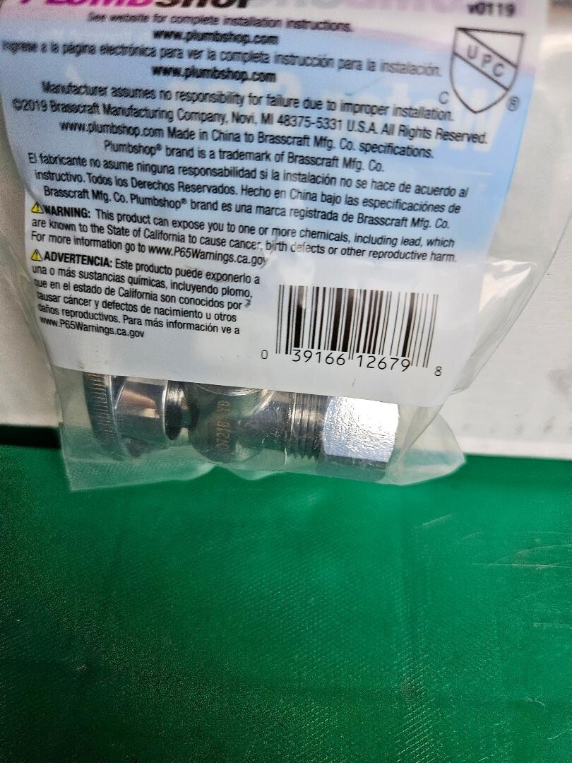 3 PLUMB SHOP #PLB100XP ½” NON COMP x ⅜” IN OD COMP ANGLE