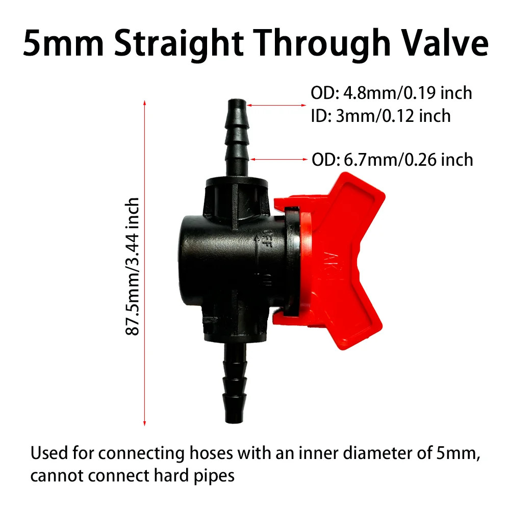 2Pcs Barbed Ball Valve Plastic Pagoda Straight through Shut-Off Switch Hose Conn