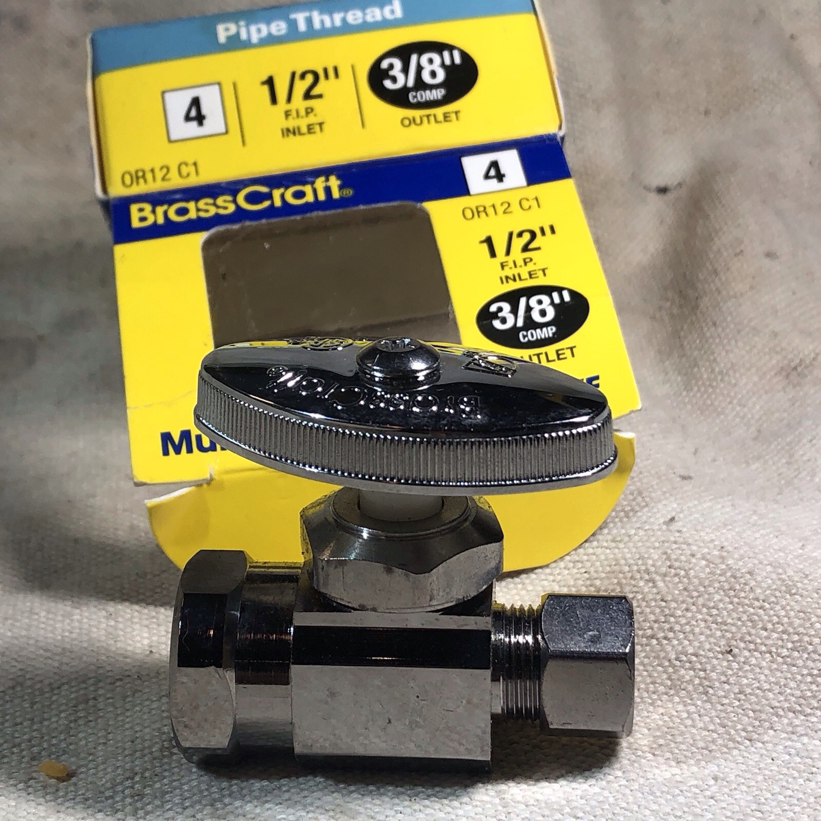 BRASS CRAFT 1/2 Inch Pipe To 3/8 Compression Multi Turn Straight Valve Nos