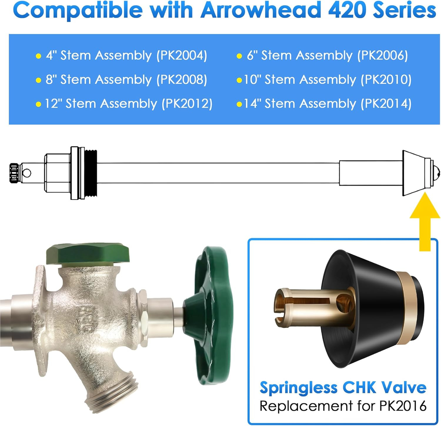 2 Pack Springless Check Valve Replacement for Arrowhead Wall Hydrants