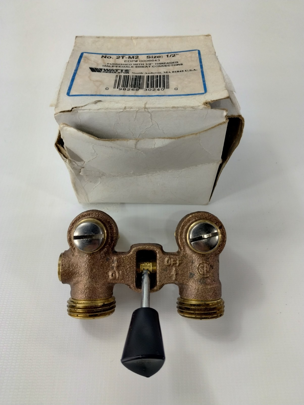 WATTS Ball Type Washing Machine Shut-Off Valve – No. 2 M2/2T-M2 – 1/2″ NIB