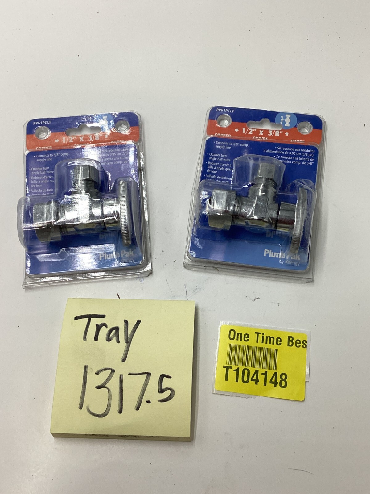 QTY 2 PLUMB PAK Brass 5/8″ OD 3/8″ OD 1/4-Turn Angle Shut-Off Valve PP61PCLF
