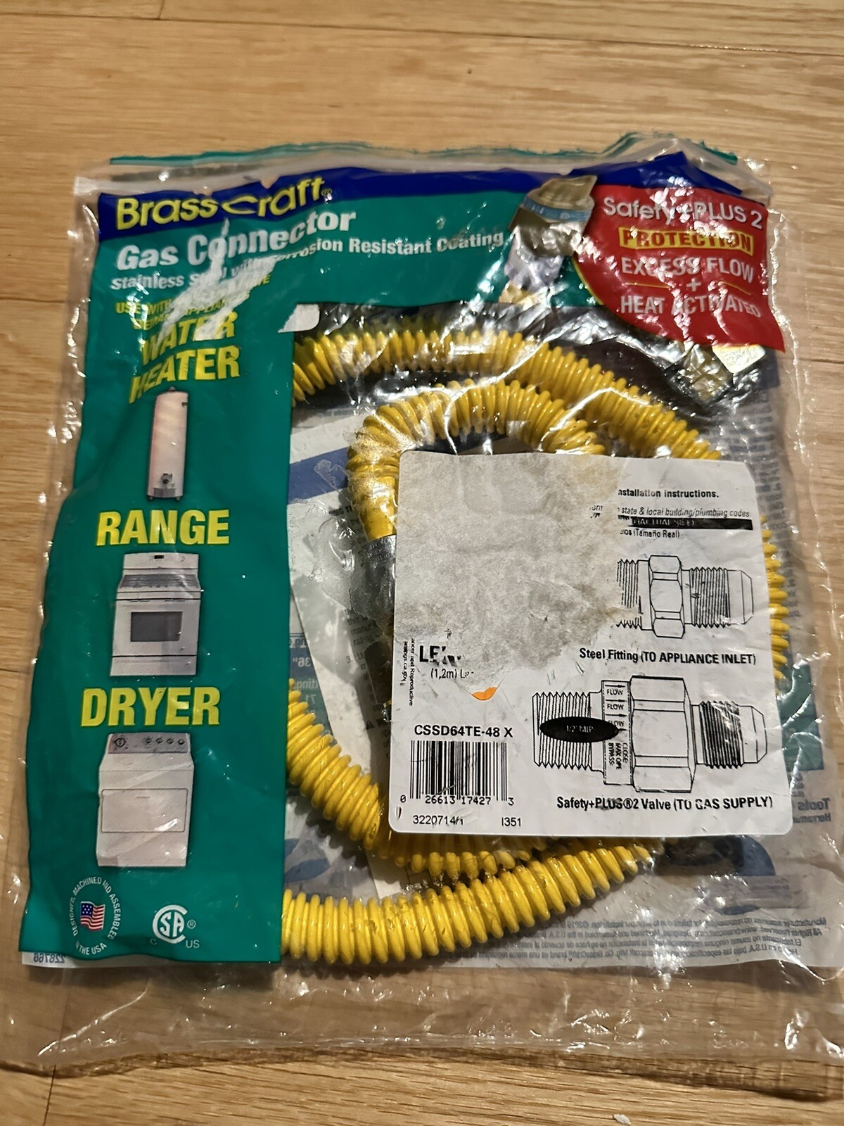 BRASS CRAFT PRO-COAT STAINLESS STEEL COATED FLEXIBLE 1/2″ OD X 48″ GAS LINE