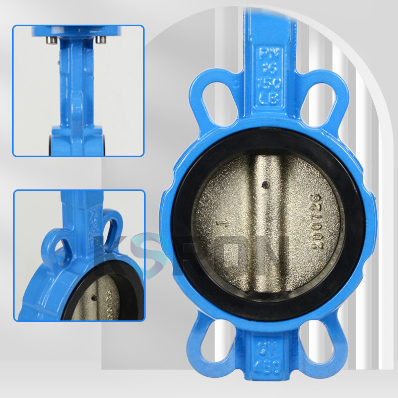 DN40-200mm Double Acting Pneumatic Wafer Type Butterfly Valve EPDM/PTFE sealing