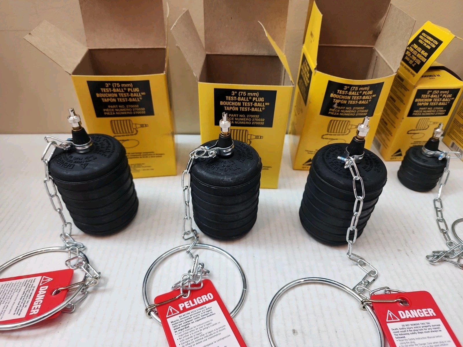 NEW Lot of 7 Cherne Test-Ball Pipe Plugs 2” 3” 270024 270032