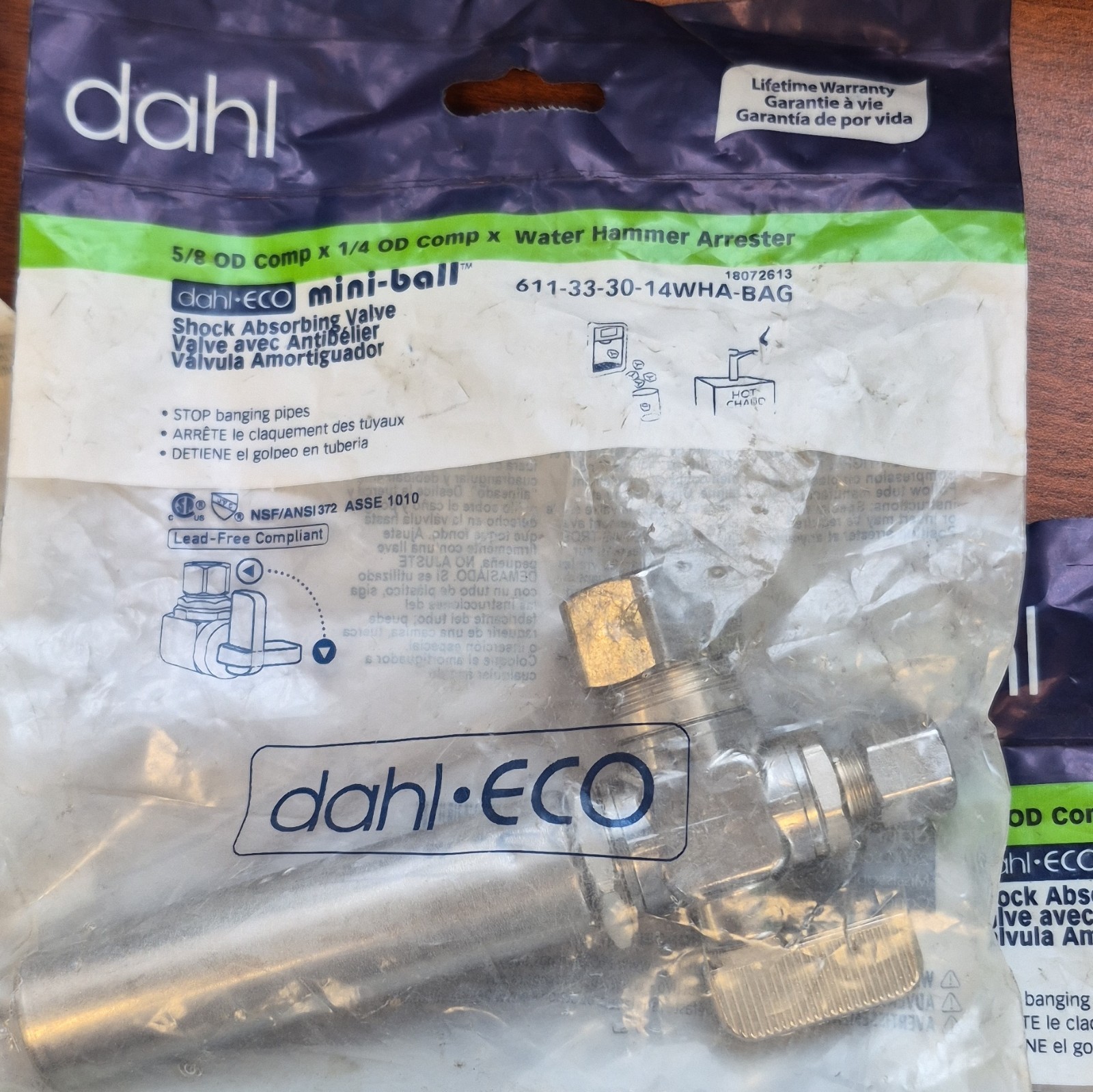 Dahl ECO Mini-Ball Water Hammer Arrester 5/8 x 1/4 OD Comp Lead-Free Qty of 7