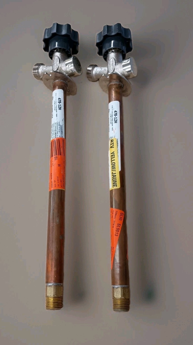 (2) Prier Products 1/2 in. x 12 in. Brass Frost Free Anti-Siphon Sillcock Valves