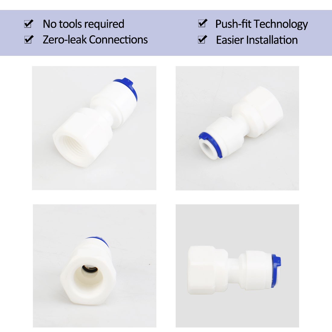 1/4″ Female-1/4″ Tube Quick Connect Purifier Tube RO Water Filter 10pcs