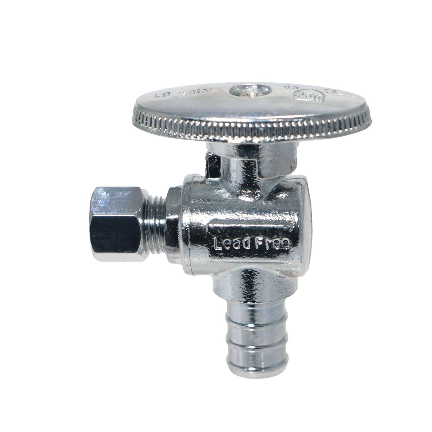 100 Pcs. 1/4″ OD Compression x 1/2″ Pex Angle Valve, Lead Free Brass, 1/4″ Turn
