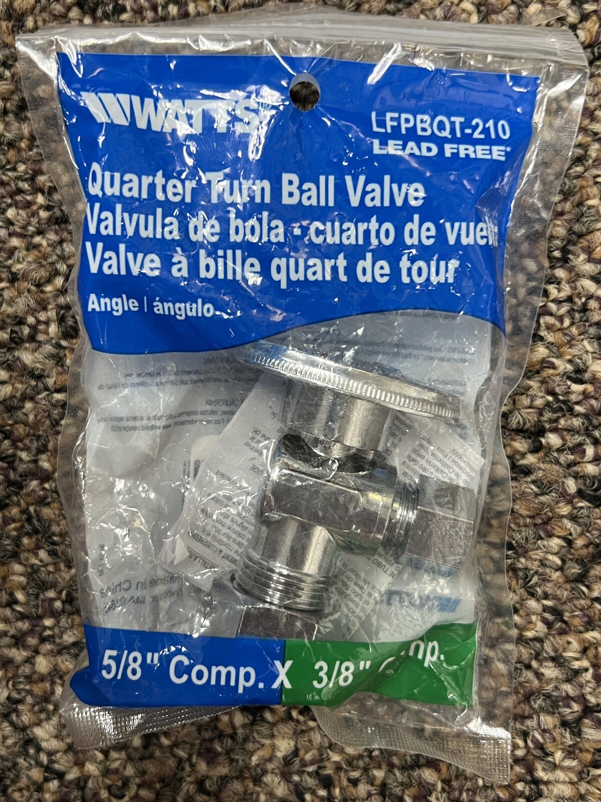 Watts 5/8 In. OD x 3/8 In. Quarter Turn Angle Valve LFPBQT-210 NEW