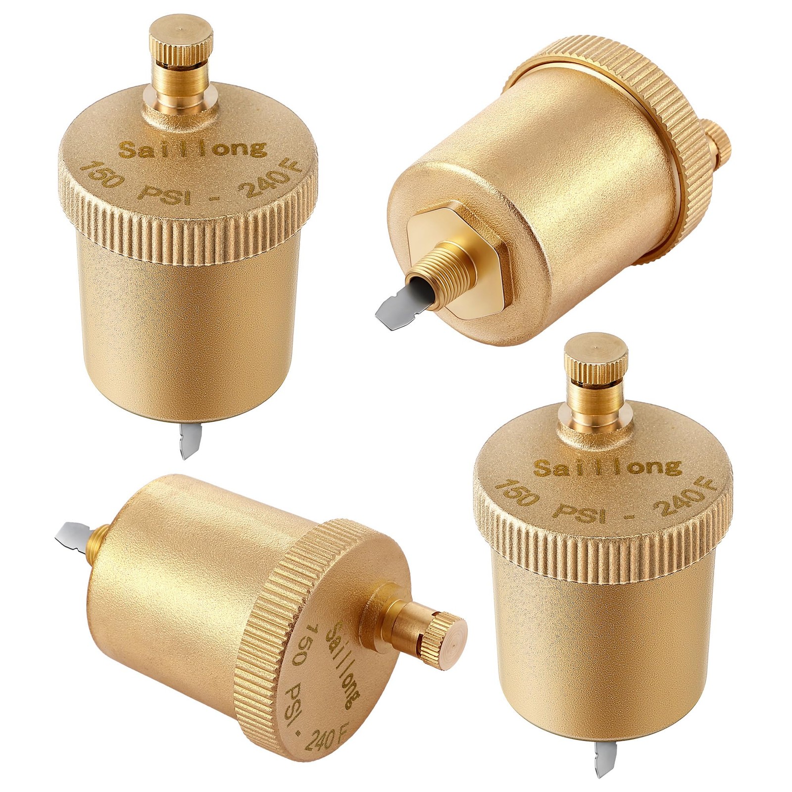 Automatic Air Vent Valve 1/8 Inch Brass Radiator Bleed Heating System 4 Pack
