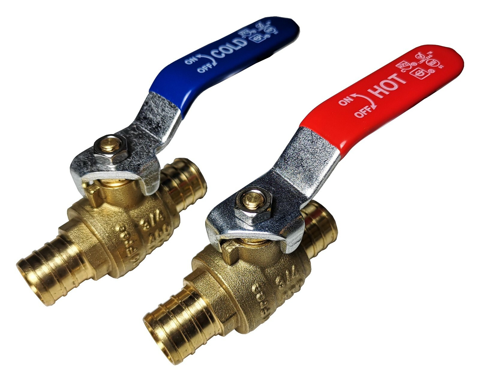 10 PIECES 3/4″ PEX SHUT OFF BALL VALVE, FULL PORT, LEAD FREE BRASS, HOT AND COLD
