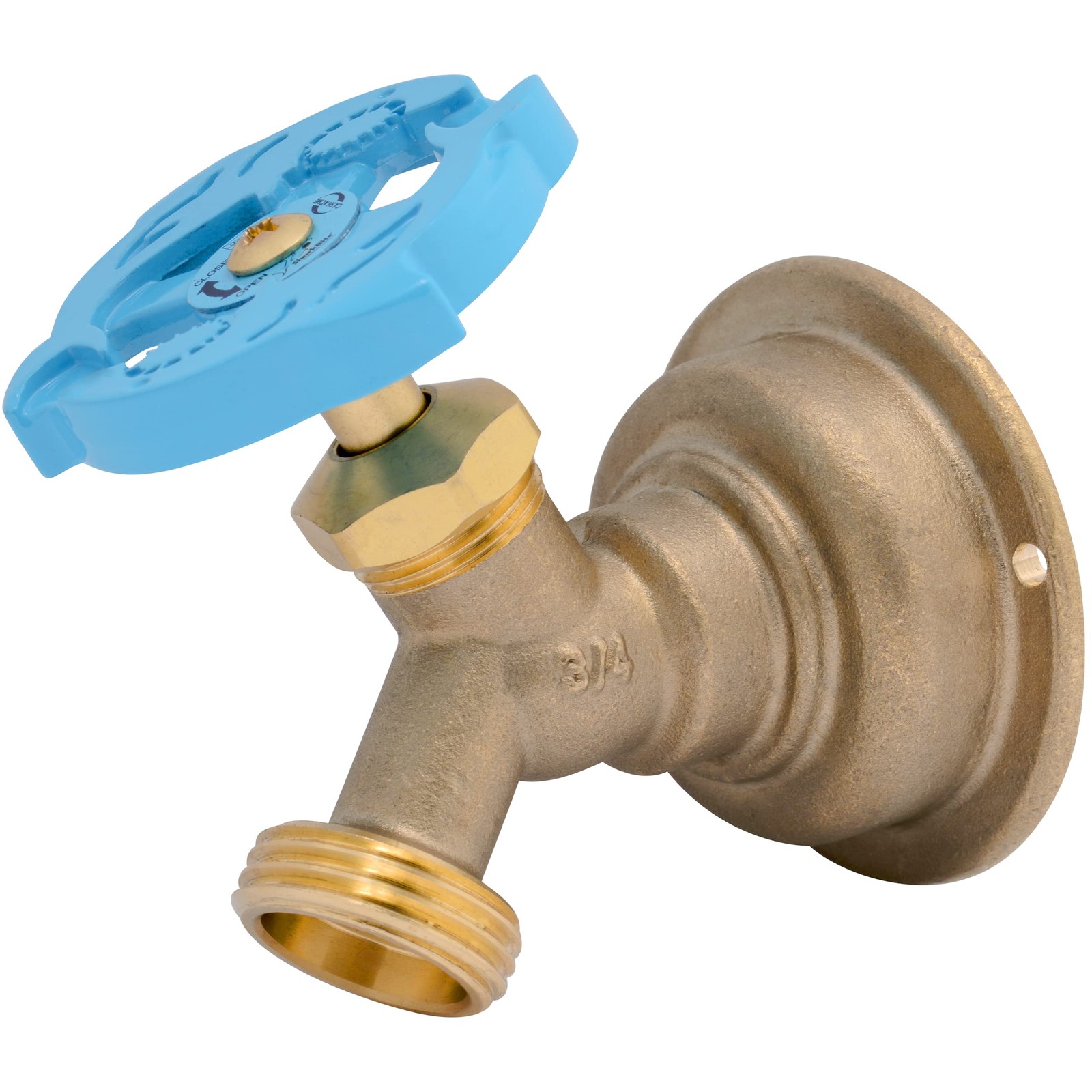 SharkBite 3/4 x 3/4 Inch MHT 45 Degree Hose Bibb, Multi Turn, Push To Connect
