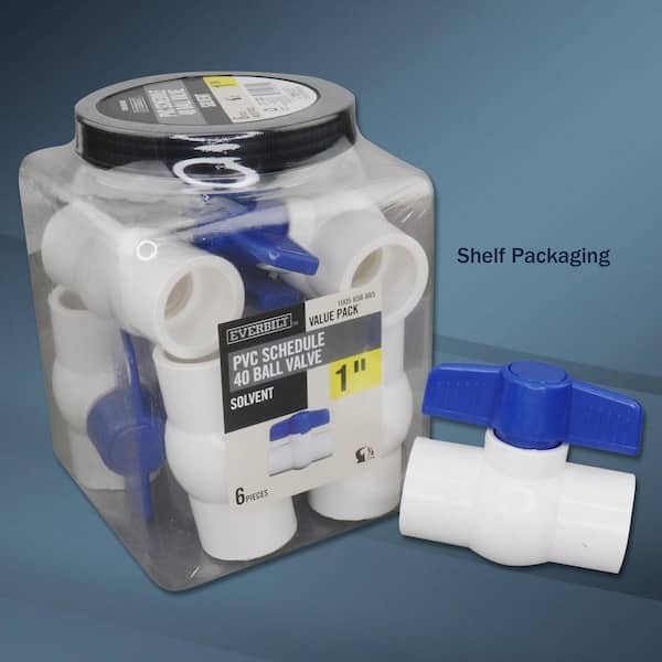 Everbilt 1in PVC Ball Valve Slip x Slip Pro Pack 6-Pack 150 PSI Pool Irrigation