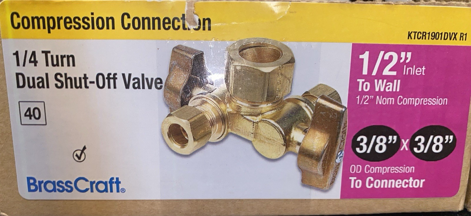 BRASS-CRAFT KTCR1901DVX-R 1/2″ Nom Comp x 3/8″ O.D. Comp x 3/8″ O.D. Comp Valve