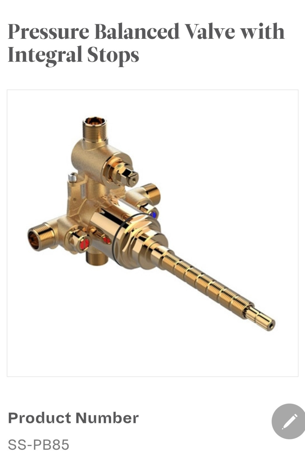 Watermark Shower Valve With Integral Stops & Diverter