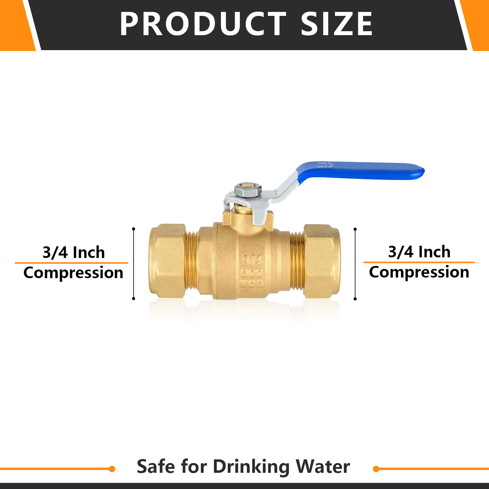 Efield1/2″ or 3/4 Inch Compression Full Port Brass Ball Valve 600WOG Lead Free