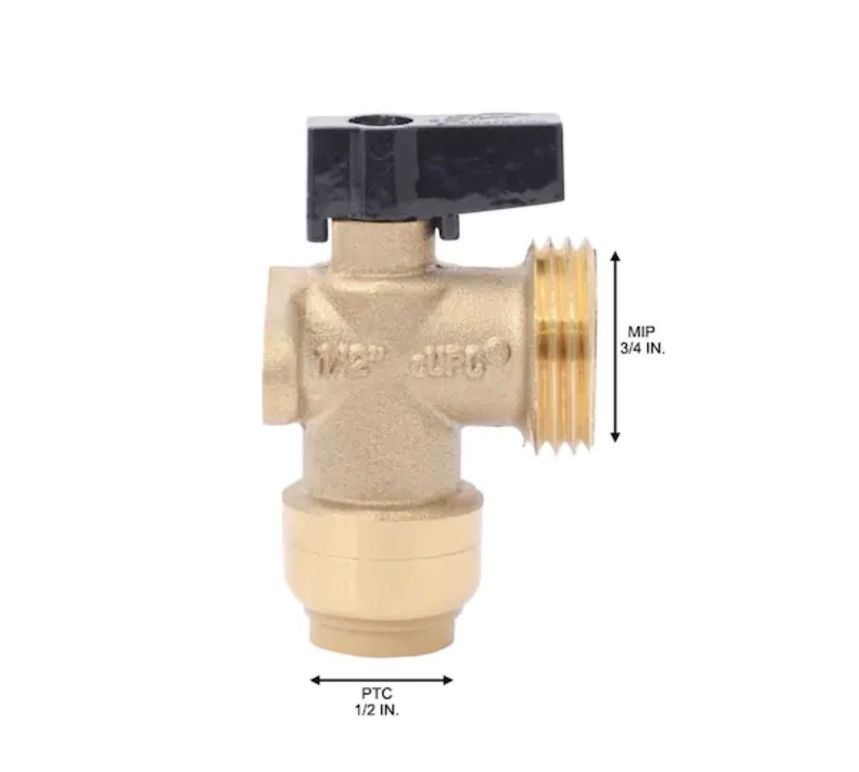 SharkBite 25560LF, 1/2” Push-to-Connect x 3/4” MHT Washing Machine Angle Valve