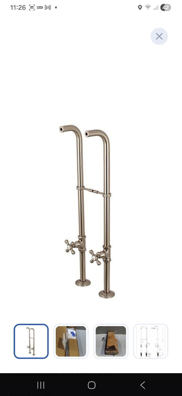 Kingston Brass Freestanding Supply Line Stop Valve Brushed Nickel 28″ x 6″