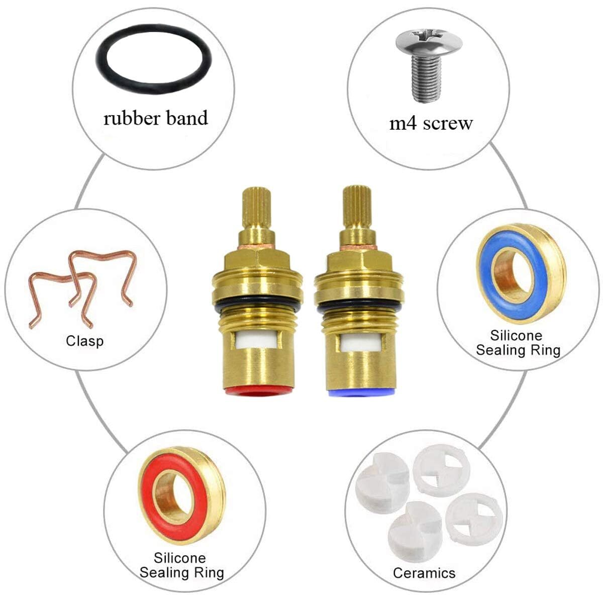 Replacement Brass Ceramic Disc Stem Cartridge Faucet Valve 1/2″ X 53mm x 12mm