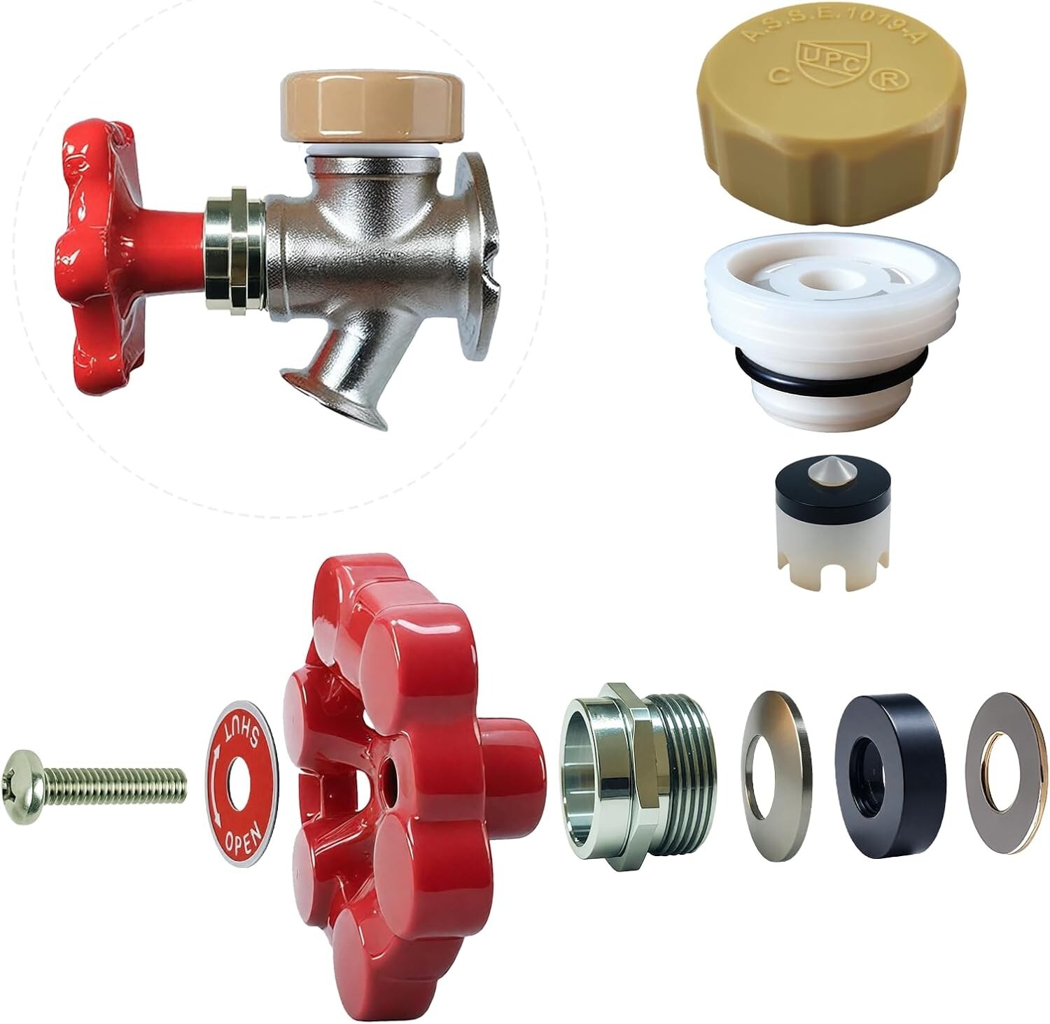 Universal Outdoor Faucet Repair Kit Anti-Siphon Frostproof Valve & Handle