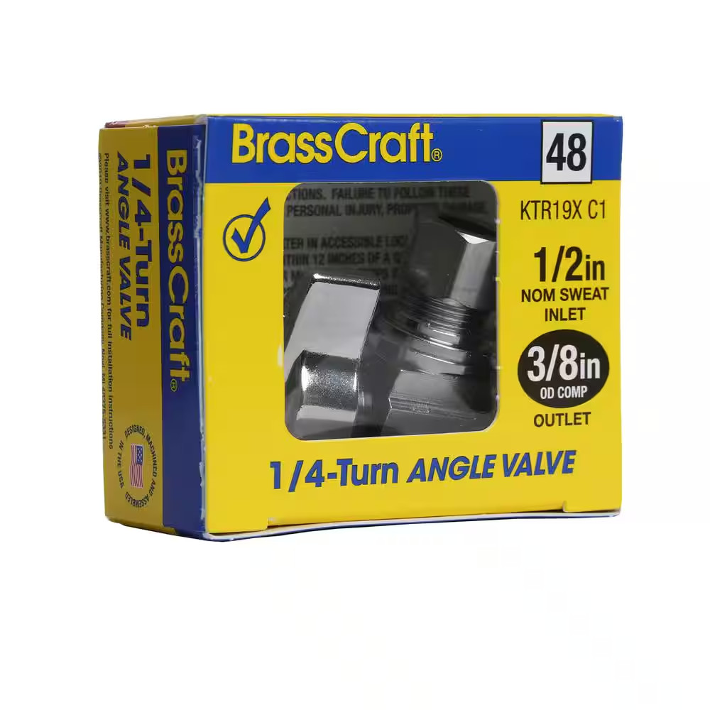 1/2 In. Sweat Inlet X 3/8 In. Compression Outlet 1/4-Turn Angle Ball Valve