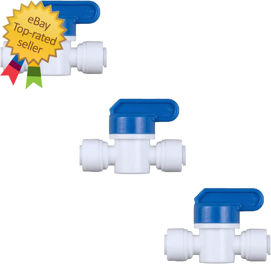 3 Pack Push-To-Connect Plastic Shut off Valve Fitting (1/4-In OD X 1/4-In OD, In