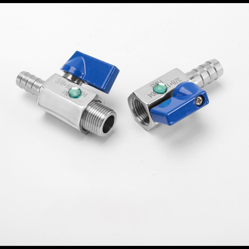 Stainless Steel Mini Ball Valve Female-Male Hose Barb Connector 1/4″ 3/8″ 1/2″