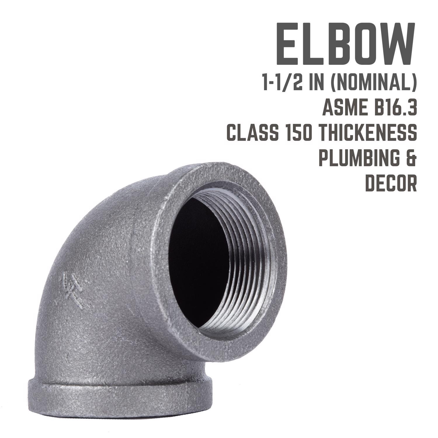BK Products 520-007BG Black Malleable Iron Elbow 1-1/2 FPT in.