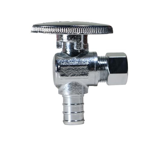 Pieces 3/8″ Od Compression x 1/2″ Pex Angle Stop Valve- Brass With Metal 5