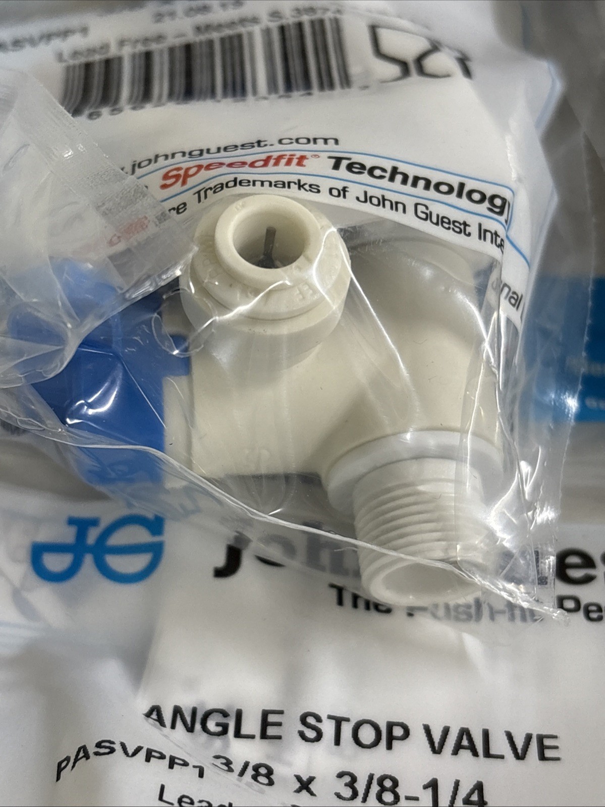 Lot Of 25 John Guest 3/8″ x 3/8”-1/4” Speedfit Angle Stop Adapter Valve PASVPP1
