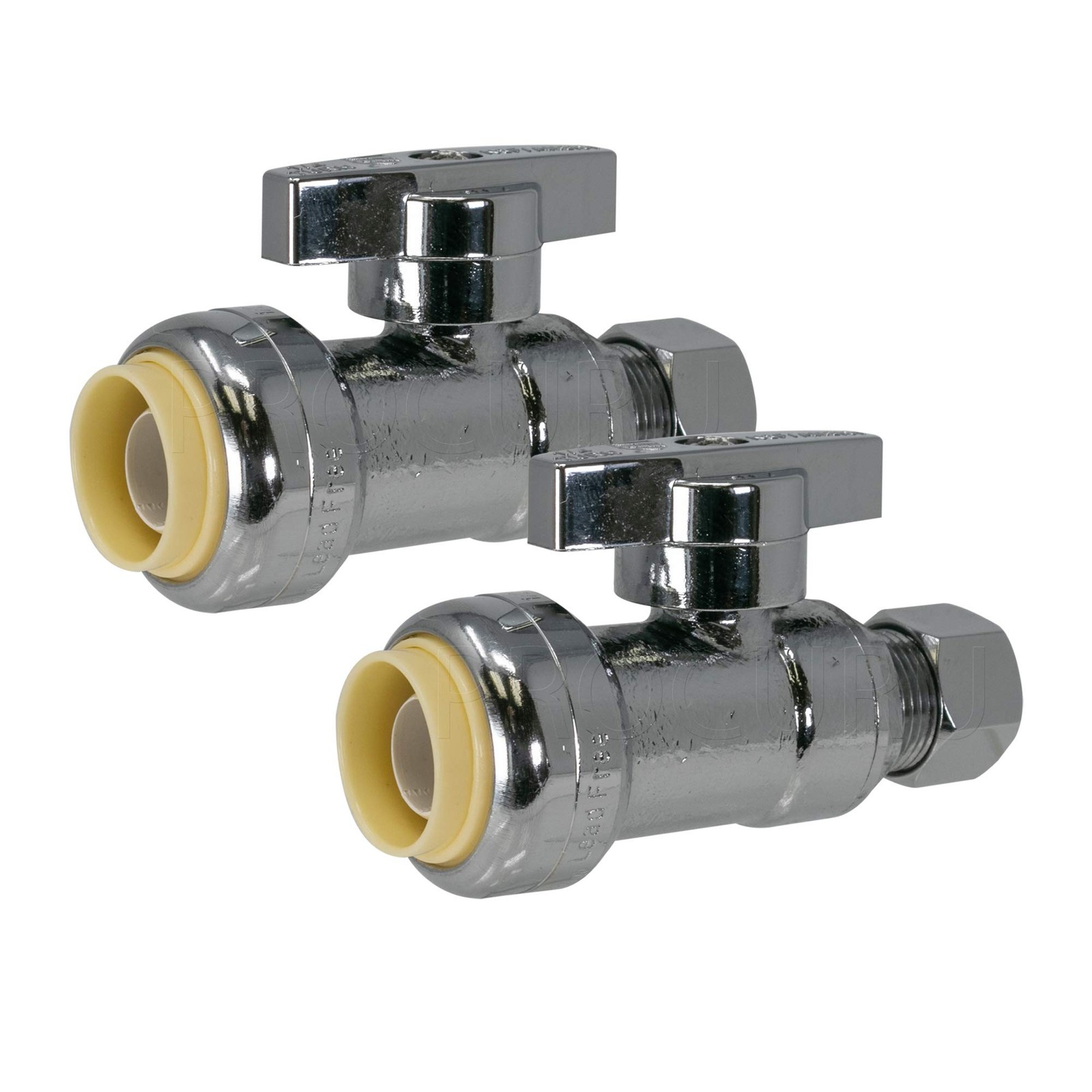 PushFit Straight Stop Valve 1/2″ Push X 3/8″ OD Comp – Quarter-Turn