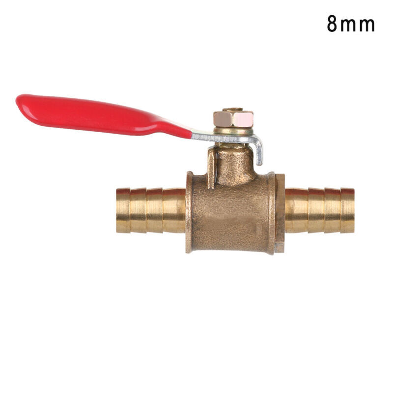 6/8/10/12mm Hose Barb Inline Water/Air Gas Fuel Line Shut-off Brass Ball Valve