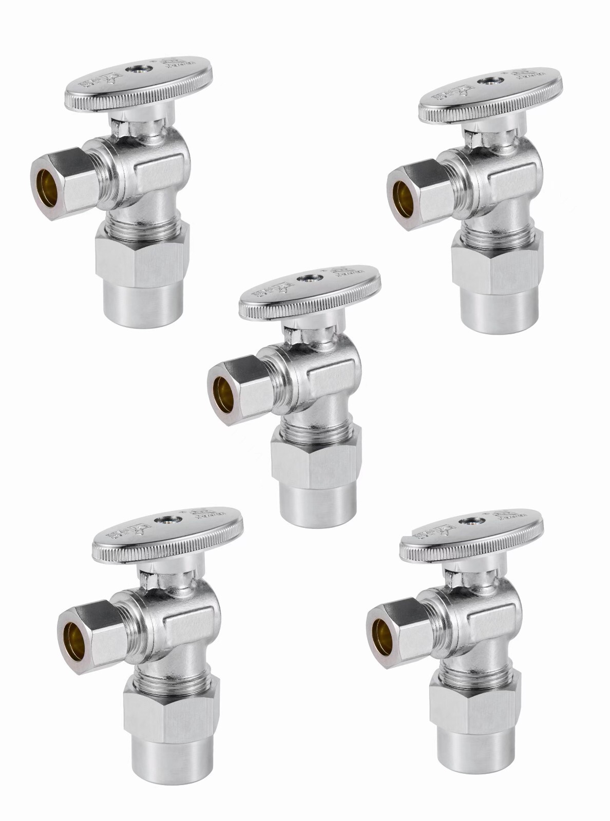 5 PCS 1/2″ CPVC X 3/8″ OD 1/4TURN COMPRESSION ANGLE STOP VALVE , LEAD FREE