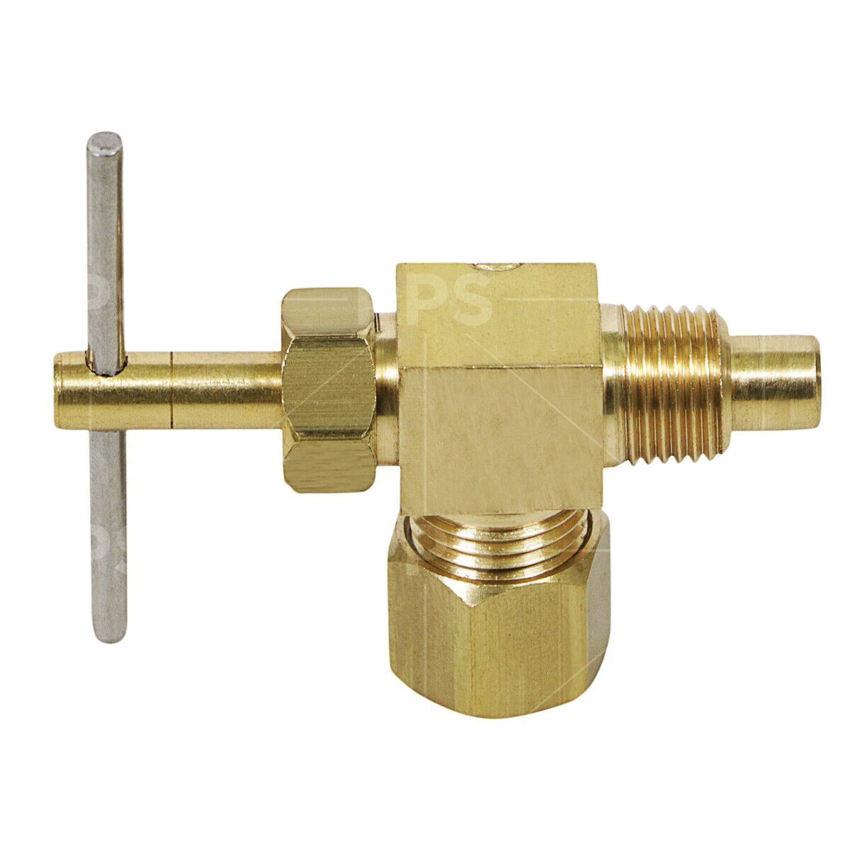 Midline Valve 1/4″ OD COMP X 1/8″ MIP Angle Needle Valve, W/Extension Lead Free