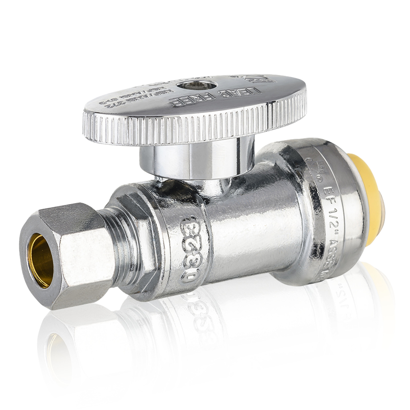 EFIELD 1/2″ Push-fit X3/8″ OD Compression Straight Stop Valve 1/4 Turn Lead Free