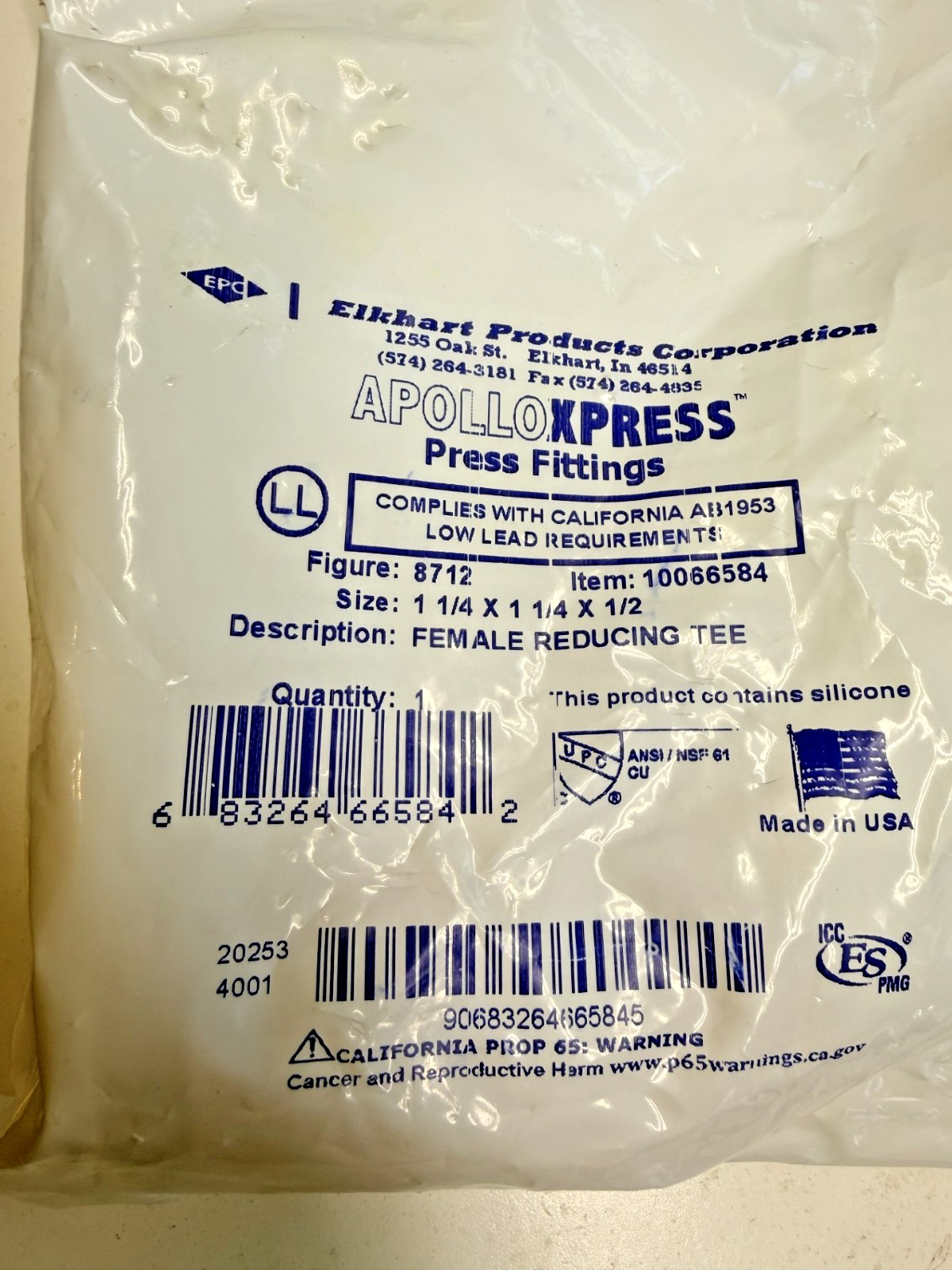 Apollo® Press 1-1/4 x 1/2 in. Copper Press Female Tee A10066584