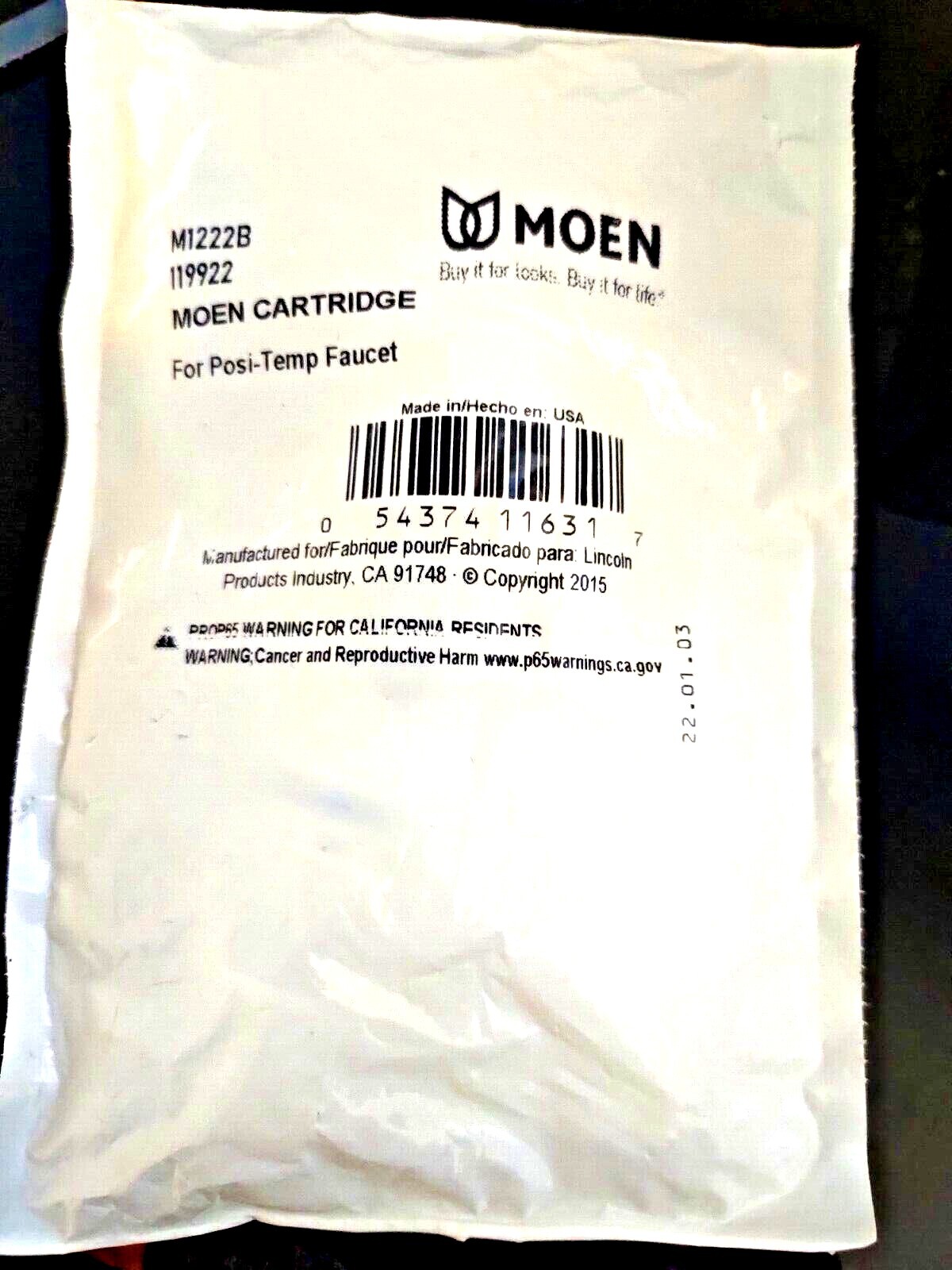 Moen 1222 Genuine Universal Cartridge 1222b