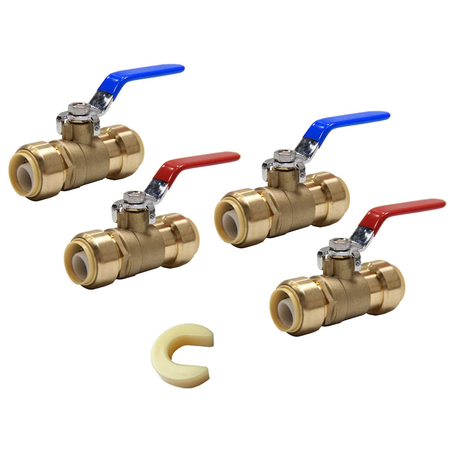EFIED 4PCS 3/4″ PUSH FIT BRASS BALL VALVE HOT &COLD WITH CLIP, NO LEAD