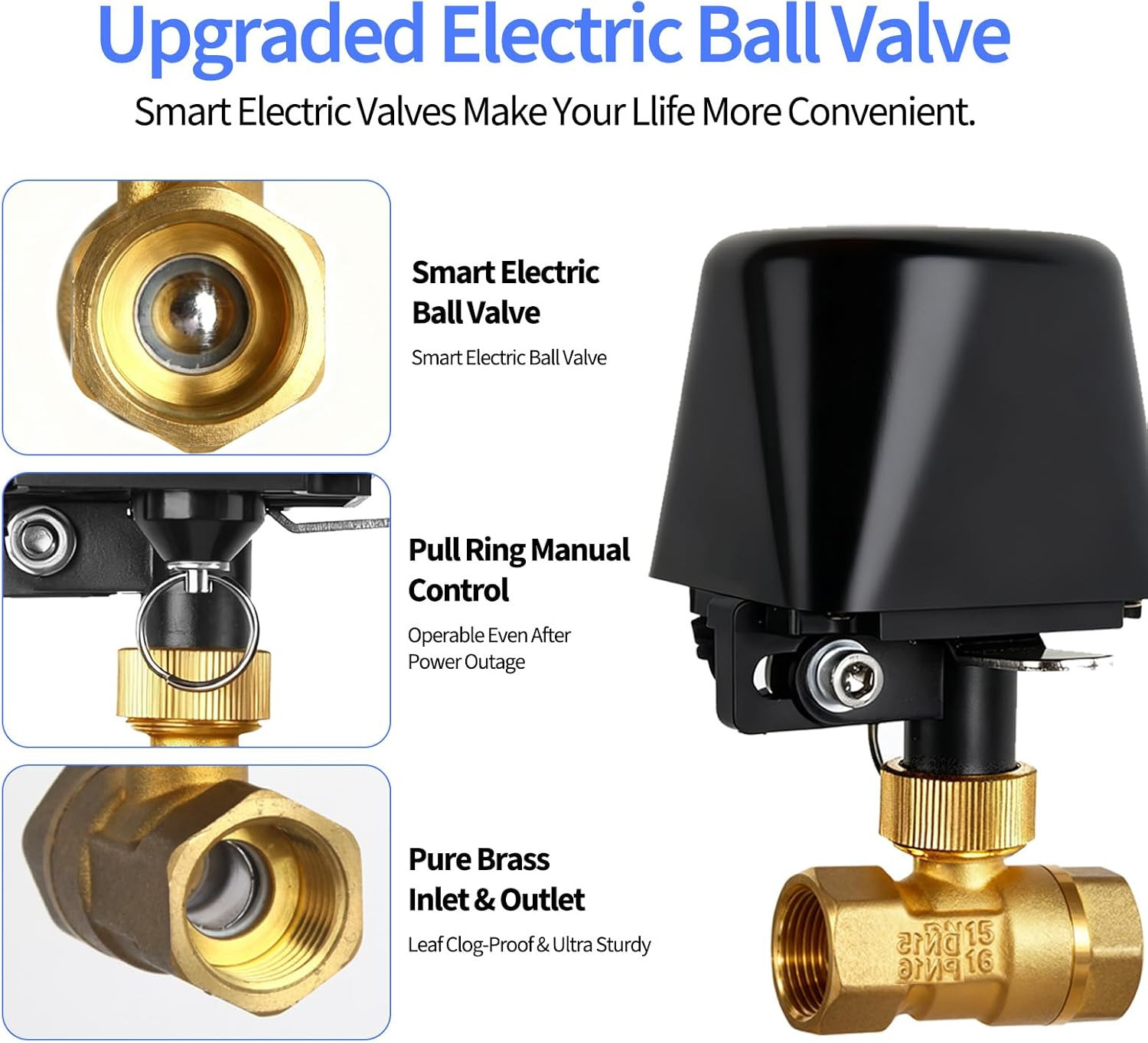 Owfeel Wifi Smart Water Valve, APP Remote Control, DN15 Ball Brass Water Valve,