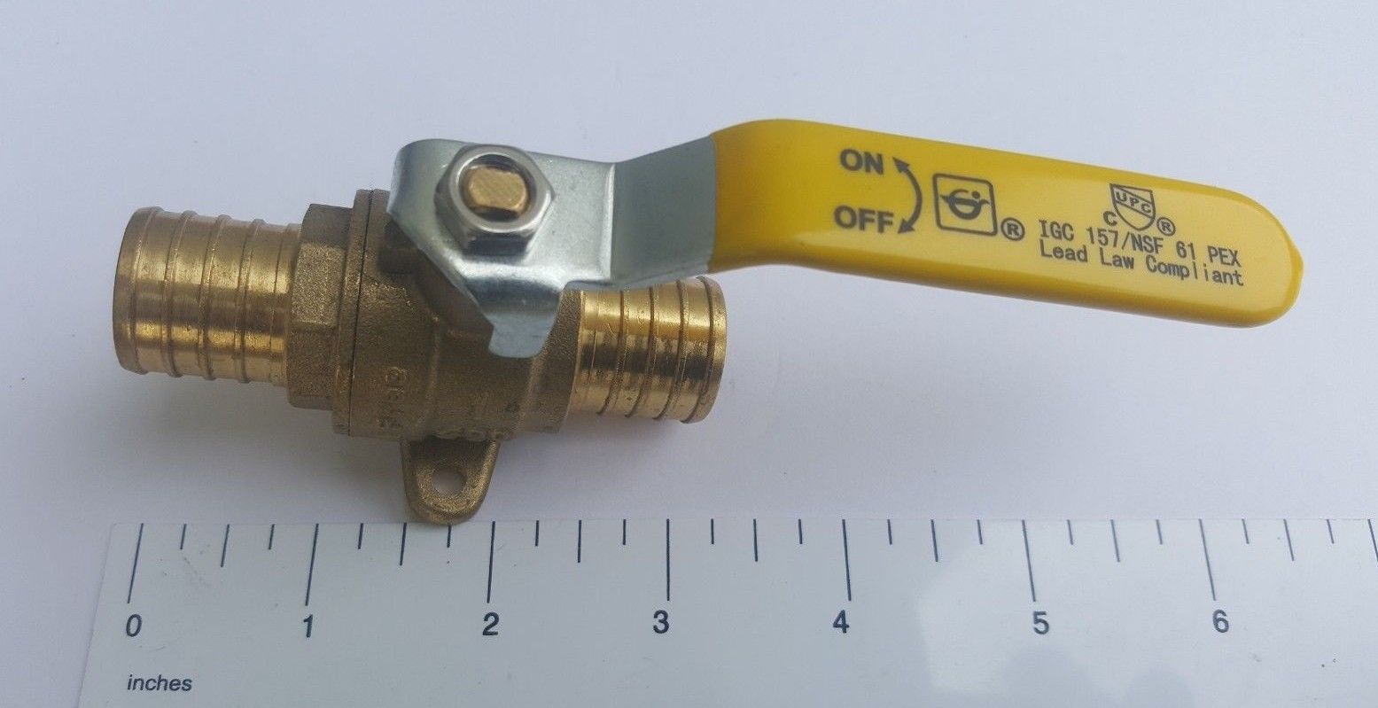 10 Pcs. 1 Inch Pex Ball Valve with Drop Ear, 1″ Pex Ball Valve w. Ear, 24-3-5=10
