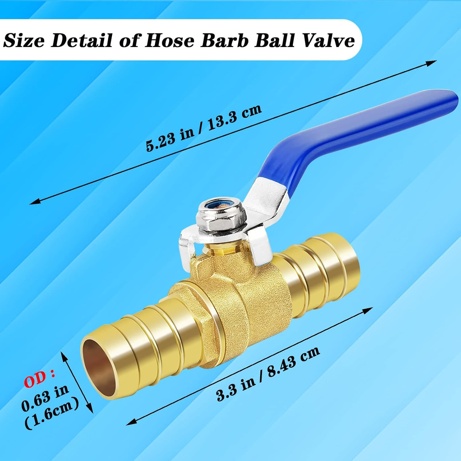 Brass Hose Barb Ball Valve Kit-2Pcs 5/8″ Heater Hose Shut off Valve with Stainle
