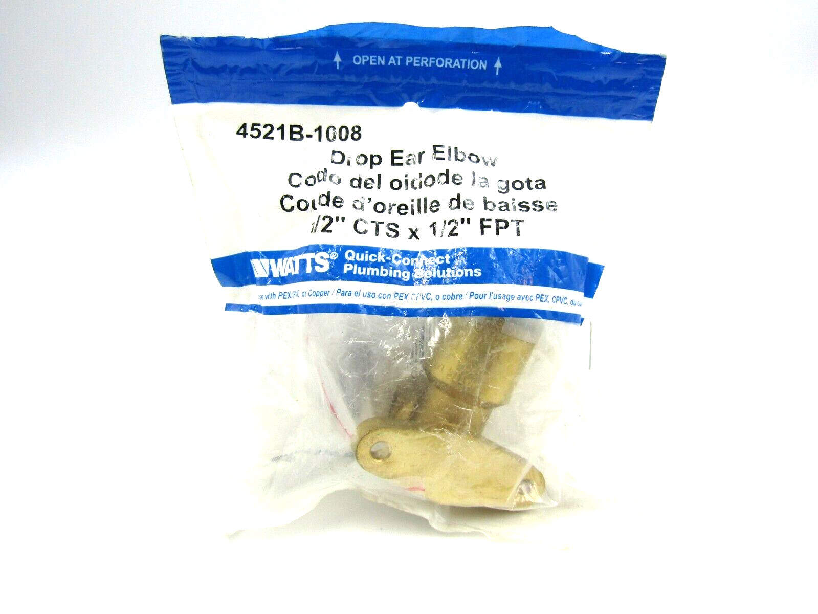 Watts Shower Head 1/2″ CTS x FPT Quick Connect Brass Drop Ear Elbow PEX CPVC