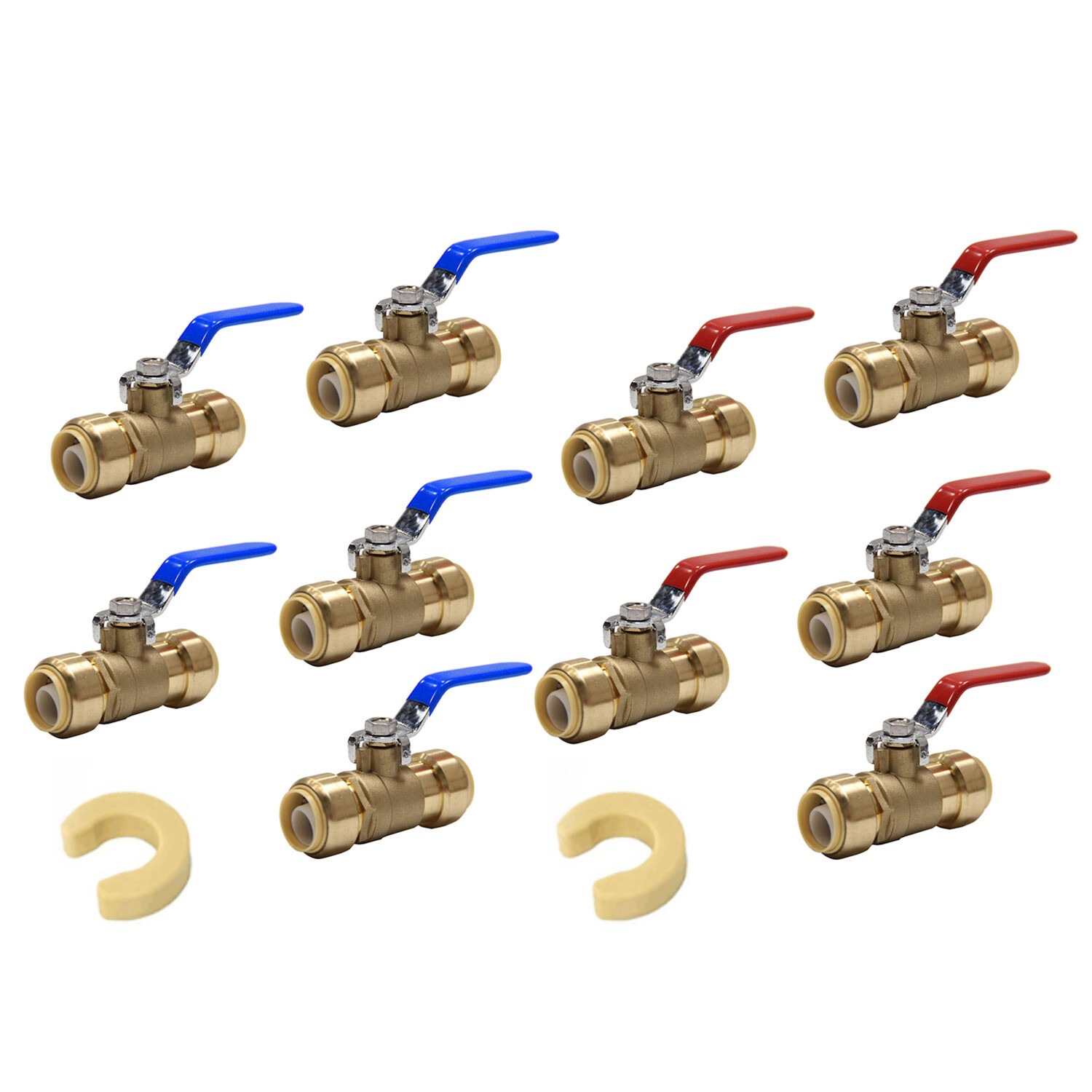 EFIELD 10 PCS 1/2″ PUSH FIT BALL VALVE HOT & COLD FULL PORT, LEAD FREE