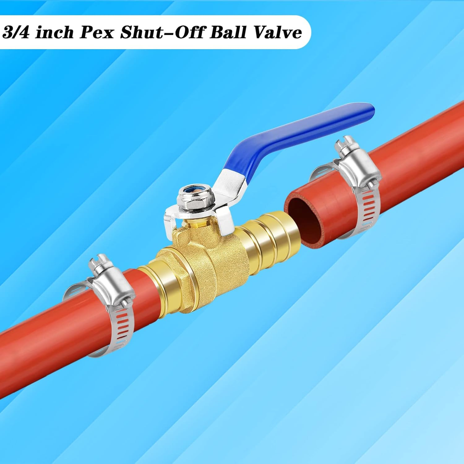 Brass Hose Barb Ball Valve Kit-1Pcs 3/4” Heater Hose Shut off Valve with Stainl