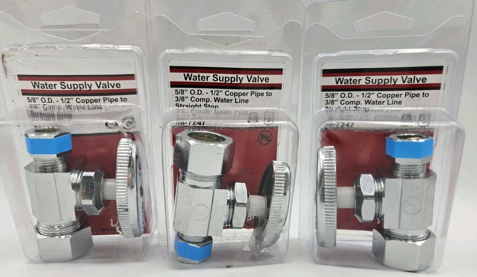 Lot Of 3 New Lasco Water Supply Valve 06-7247 ⅝” To ½” Copper ⅜” Comp. Line