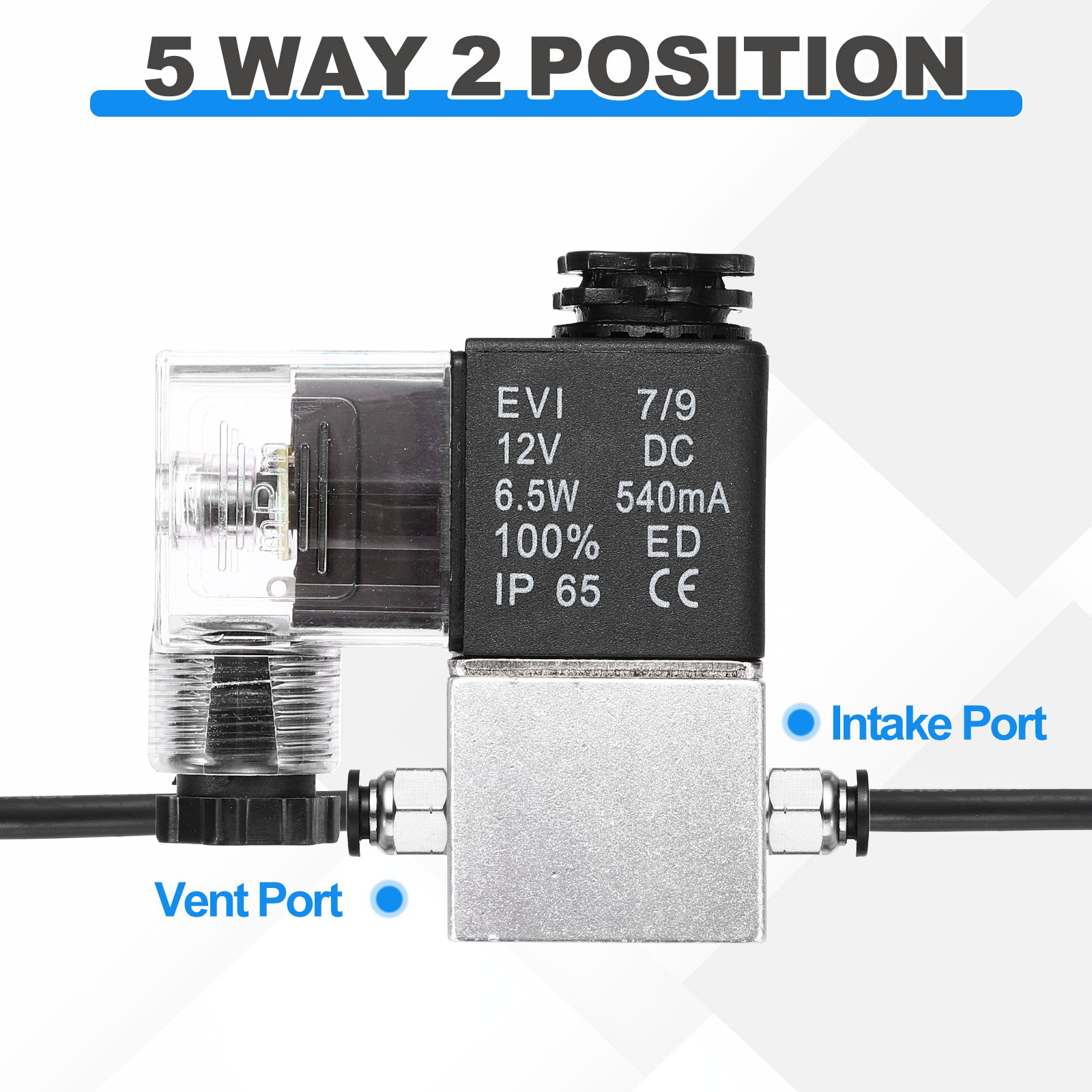 Pneumatic Solenoid Valve, 1/8 Inch NPT 12V 2 Way Aluminum Electric Air Valve