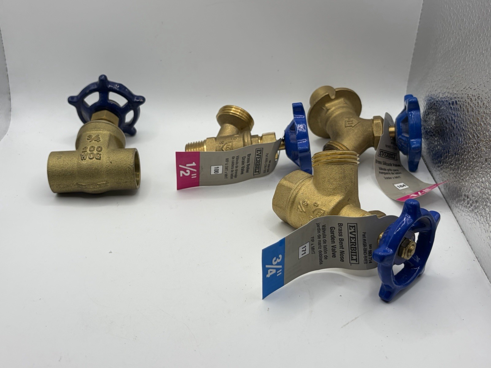 NEW! Lot of 4 Everbilt Brass Valves Boiler Drain, Garden, Sillcock, Gate