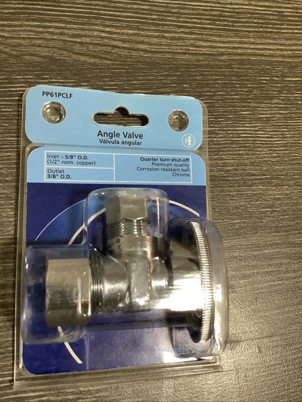 PLUMB PAK PP61PCLF brass 5/8-in OD 3/8-in OD 1/4-Turn Angle Shut-Off Valve NOS