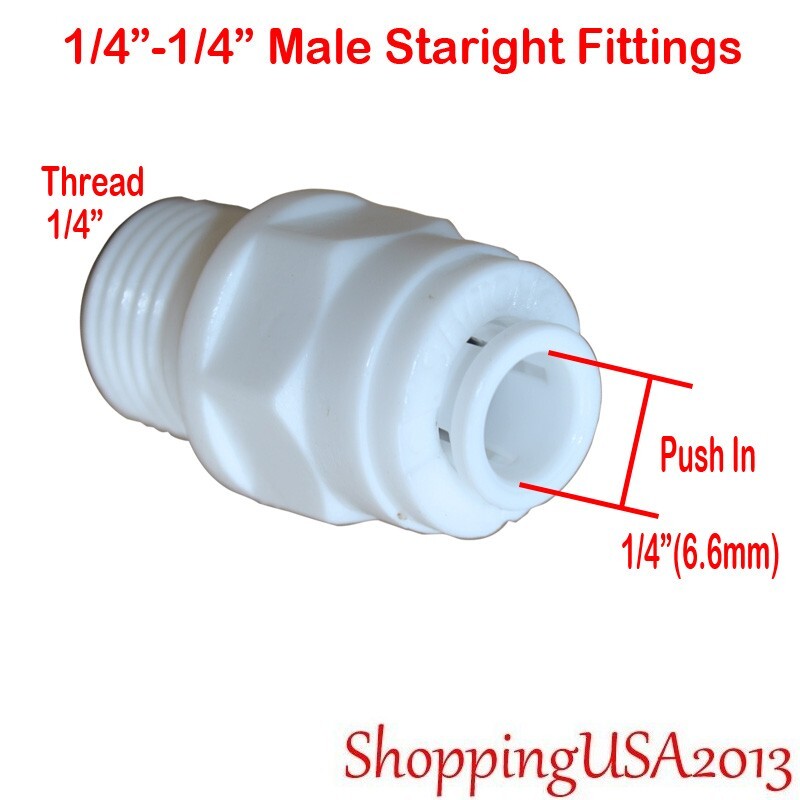 5piece 1/4-1/4 Thread Male Straight Connect Fitting Quick Connect Push In RO